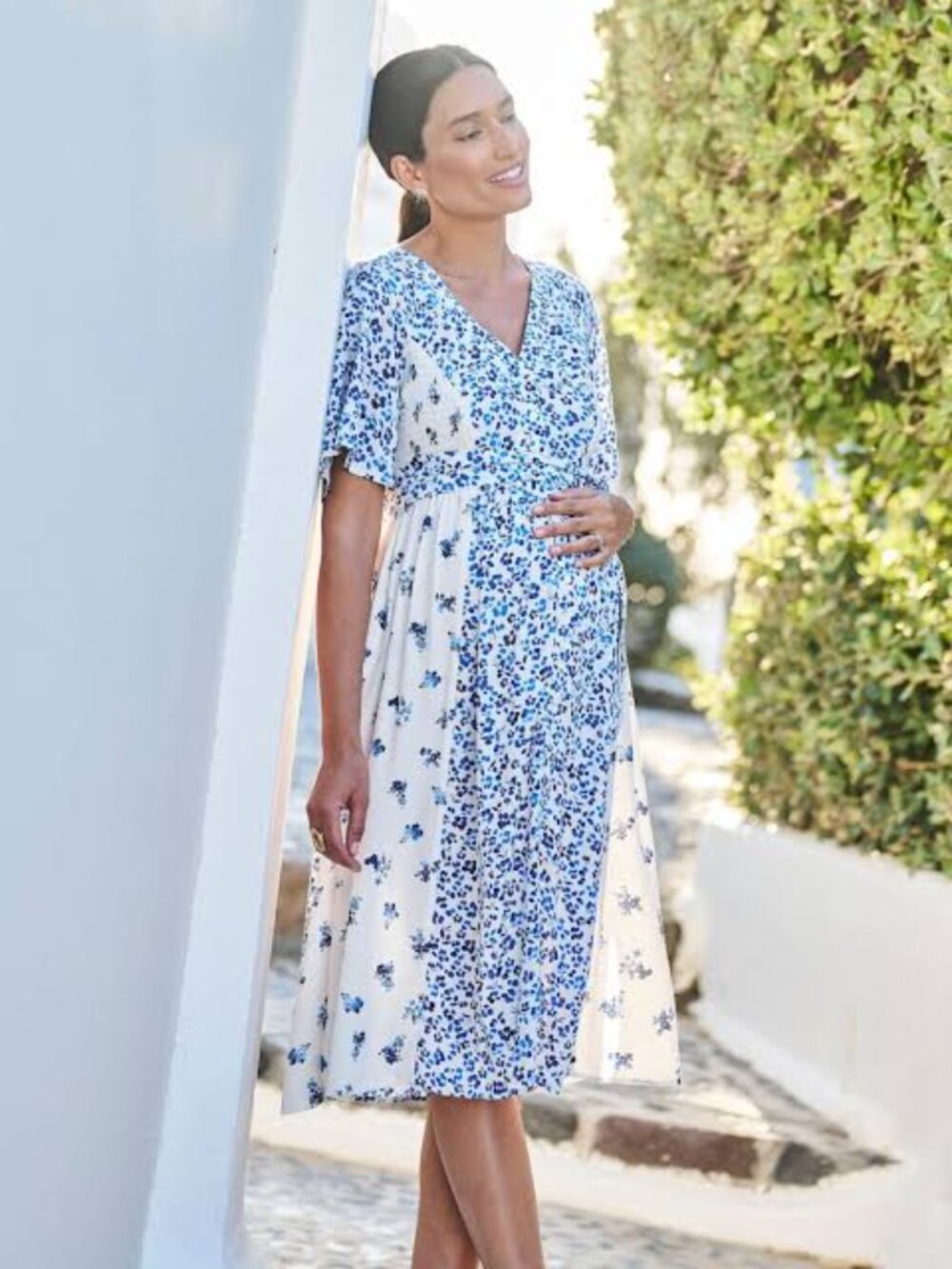 Seraphine Floral Flutter Sleeve Maternity/Nursing Dress
